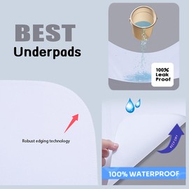 Washable Underpads, 34" x 52" (Pack of 4) Extra Heavy Absorbency ,100% Waterproof Mattress Protector,Flannel Cotton Underpads for Kids, Adults,Pets,Bed, Couch, Sofa, Floor,Home