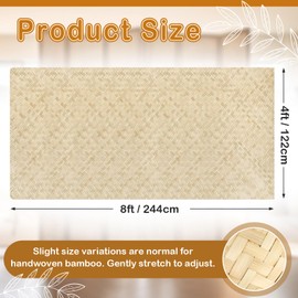 1 Pack Lauhala Matting Roll 4' x 8' ft Natural Weave Bamboo Tropical Tiki Bar Cabana Wall Panel Decor for Living Room, Home Bar Backsplash, Patio Flooring, Decorative Ceiling