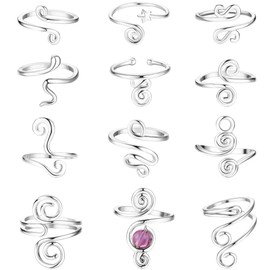 HAIAISO 12PCS Adjustable Toe Rings for Women Gold Silver Open African Toe Rings Summer Beach Foot Jewelry Set