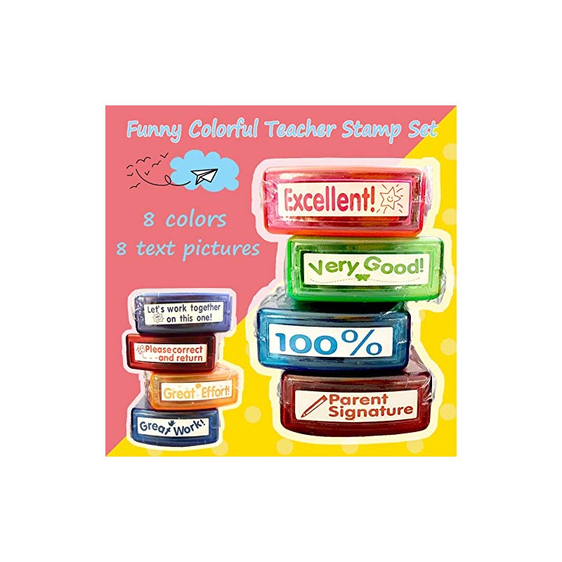 Teacher Stamps for Grading Classroom,Parent Signature Teacher Self-Inking Stamp Set