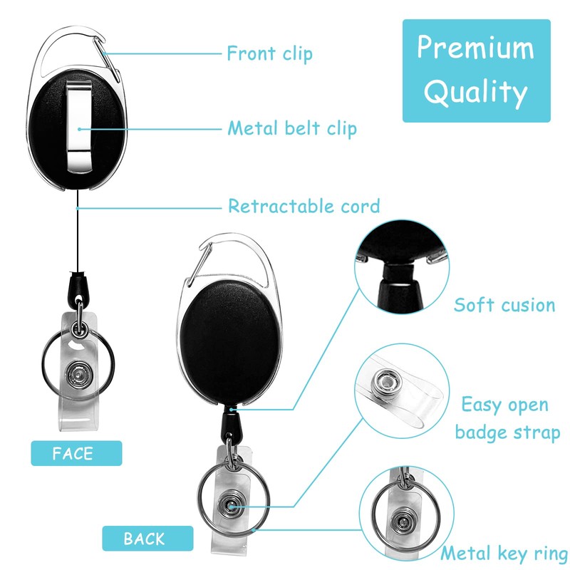 Diateklity 20 Pack Retractable Badge Holder with Carabiner Reel Clip,