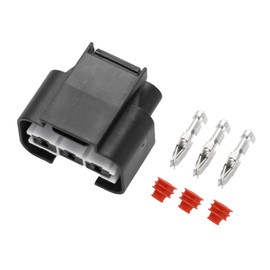 VekAuto 3 Pin Radiator Cooling Fan Connector Plug Kit Compatible for Hyundai for Kia, Waterproof 6.3mm Series Plastic Black Female Wire Terminal Connector