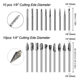 Bestgle 20PCS Double Cutting Head Tungsten Carbide Rotary Carving Burr Set with 1/8" Inch Shank for DIY Woodworking Metal Polishing Engraving Drilling
