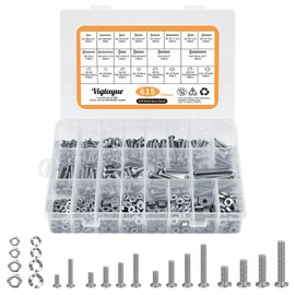 Vigtayue 615PCS #4-40#6-32# 8-32#10-24 Metric Screw Assortment, Metric Bolts and Nuts Kit with Phillips Pan Head Assortment Stainless Steel Bolts Nuts Flat Washers Nuts Bolts with Case
