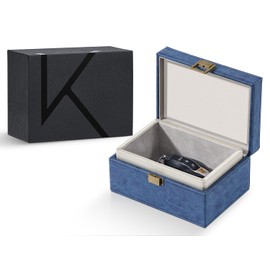KENARK KK6M-BL Faraday Key Fob Protector Box, RFID Signal Blocking Shielding Box for Car Keys, Anti-Theft Vintage Faraday Cage with High-Grade Protein Leather, Blue - Size: M