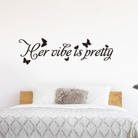 Woman Quotes Wall Decals for Bedroom: Inspirational Positive Vinyl Art Wall Stickers for Home Living Room Bathroom - Her Vibe is Pretty 35" X 9.8"