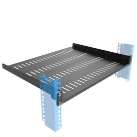 JINGCHENGMEI 1U Server Rack Shelf, Universal Vented Rack Mount Cantilever Tray Deep Adjustable 14-17In for 19 Inch Networking Equipments Rack Enclosure, Black (1U14In)