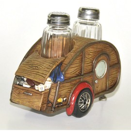 Salt & Pepper Set, Woody Teardrop RV Camper, 7-inch, Collectible Kitchen Decor by RV Collectibles