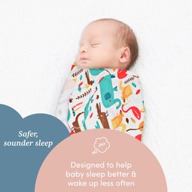 SleepingBaby SleepingBaby Zippy Swaddle Transition Baby Swaddle Cozy Baby Swaddle Sleep Sack Wrap Parent (Small/Medium, Modern Animals)