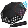 Cabrio Ladies Wet Look Black White Polka Dot Windproof Pocket