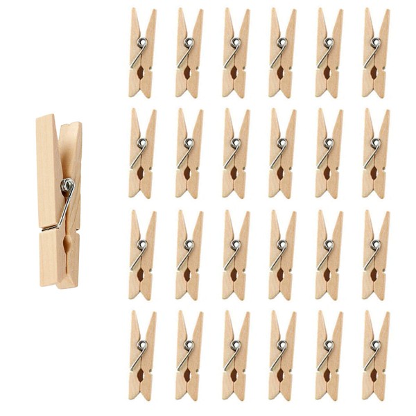 35mm 50 Pack Mini Wooden Pegs, Mini Pegs for Holding Photo Paper, Photo Pegs for Craft