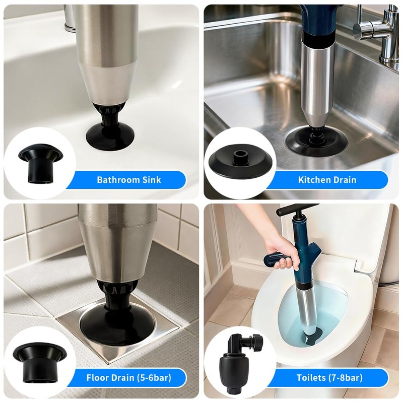 Toilet Plunger, High Pressure Toilet Plunger, Heavy-Duty Clog Remover for