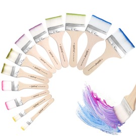 Wide Flat Brush Set, Acrylic Brush Set, Watercolour Brush, Acrylic Paint, Artist Brush, Oil Paint Brush Set with Wooden Handles, Painting Brush Set