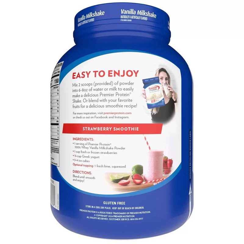 Premier Protein 30g High Protein Powder, Vanilla Milkshake, 3 lbs.