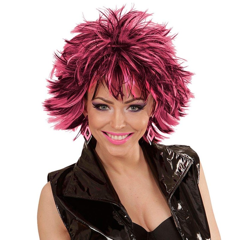 Women's Steamy Short Hair Wig Black with Coloured Strands Punk