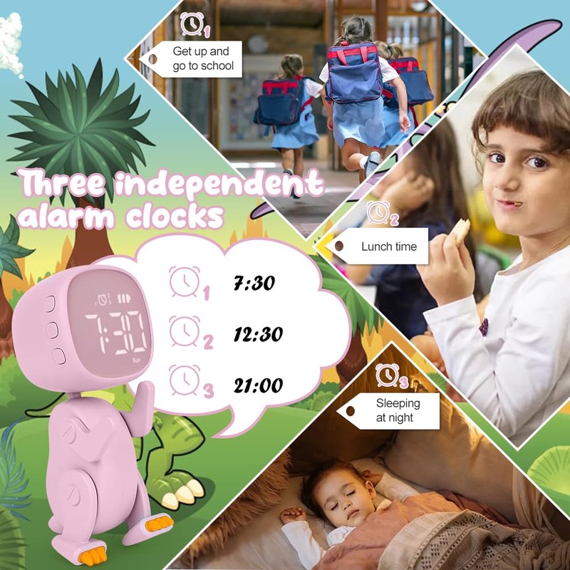 EUBSWA Digital Alarm Clock for Children, Dinosaur Children's Alarm Clock