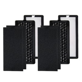 PUREBURG Replacement HEPA Filter Set (2 HEPA+2 Activated Carbon Filter+4 Carbon Pre-filters) Compatible with Silentnight 38060 Air Purifier, Part 38063 also Compatible with Netta Air Purifier, 28W