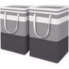 2 Pack Large Laundry Basket 75L - Waterproof Freestanding Clothes