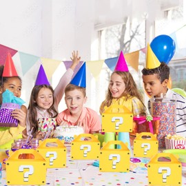 SQYHCF 24 Pcs Party Gift Boxes,Candy Boxes,Tote Boxes,Birthday Party Decor,Super Brothers Question Mark Themed,6.3 x 3.5 x 5.9 inches