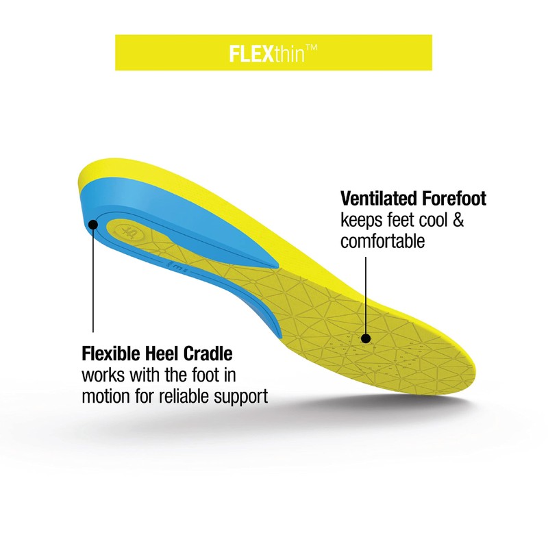superfeet FLEXthin insoles Orthotic Insole, Yellow (Bolt), 4 UK