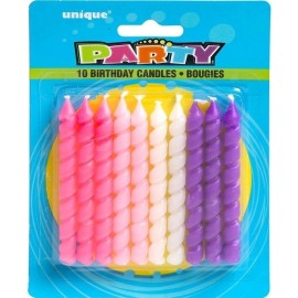 Unique Pink & Purple Spiral Birthday Candles - 10ct, Vibrant Colors - Perfect Fo