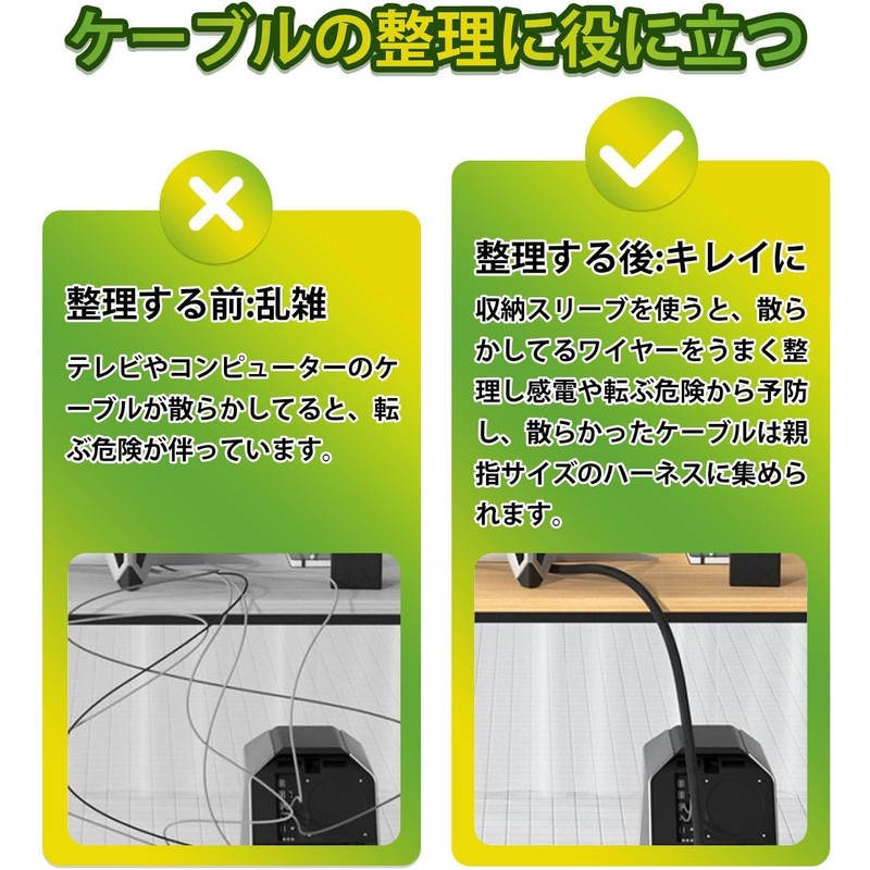Aicosineg Cable Storage Sleeves, 0.08 inch (2 mm), Length 5