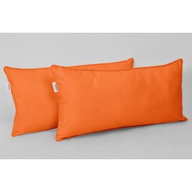 Vargottam Indoor/Outdoor Polyester Fabric Lumbar Pillow Cover, All-Weather Waterproof Rectangular Cushion Case for Patio Furniture, 16 x 24 Set of 2 -Coral Orange