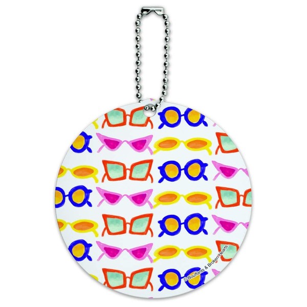Retro Sunglasses Round Luggage ID Tag Card Suitcase Carry-On