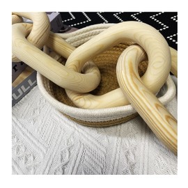 Wood Chain Link Decor - 18.9 Inches Length Aesthetic Room Decor, 5-Link Wood Chain Boho Decor for Living Room, Farmhouse Decor, Coffee Table (Wood)