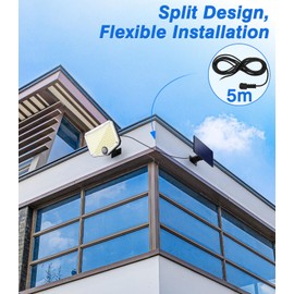 MoKo Motion Sensor Outdoor Lights - 222 LED Super Bright Solar Lights Outdoor with Remote Control & 16.4 Ft Cable 3000mah Waterproof Flood Lights Outdoor for Wall Patio Yard Garage Garden, 3 Pack