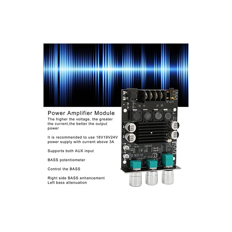 ZK-1002T BluetoothH 5.0 Amplifier Board, 2x100W Dual Channel HiFi Subwoofer