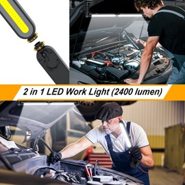 GODENBA Rechargeable Mechanic Work Light, Portable Magnetic LED Light Bar with 2400LM Bright LED/4400mAh Battery, Underhood Light Grill Light for Repairing/Inspection/Garage/Workshop/Emergency (2Pack)