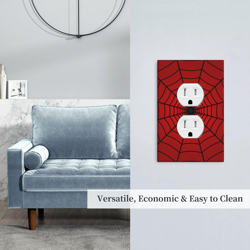 Duplex Receptacle Outlet Covers,Red Black Spider Web 1-Gang Single Duplex