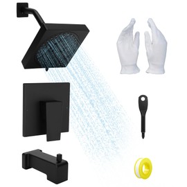 Compatible with moen T2473epbl Matte Black Shower Trim Kit, Genta T2473bl Black Tub Trim Kit, Including shower Head, shower Handle and Tub Spout, Easy to Install (Valve Not Inclued)