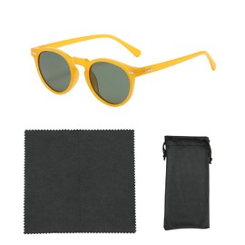 KPSRFG 1Pcs Retro Yellow Tinted Sunglasses with Protection - Lightweight PC Frame Vintage Style Unisex Glasses for Casual & Outdoor Use, Anti-Glare Lenses with Microfiber Cloth & Eyewear Pouch