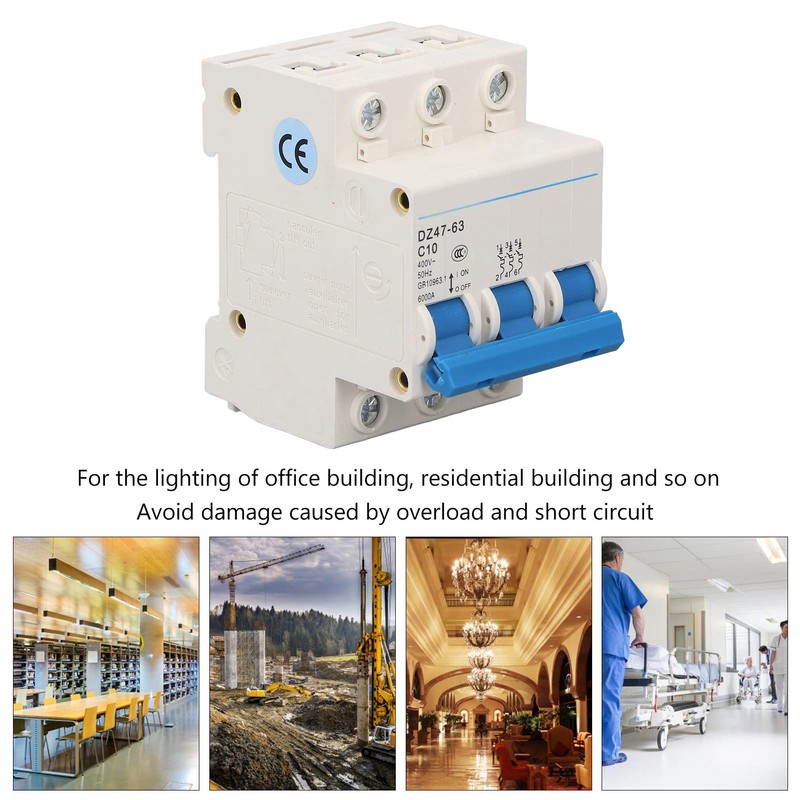 Miniature Circuit Breaker 3 Pole 10A Amp Isolator DIN Rail
