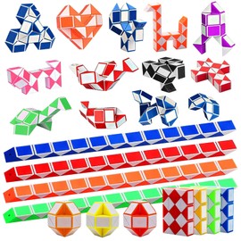 LURNODY 15 Pieces 24 Blocks Magic Snake Set, Mini Magic Snakes, 3D Puzzle Magic Snake Toy, Small Gifts for Children Toy Give Aways Children's Birthday Party Favours