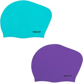 Sporti Long Hair Bun Silicone Swim Cap Set of 2