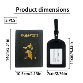SSKHE 2 Piece Passport Holde Luggage Tags 2 Piece Passport Holder, Black and White Passport Cover, Travel Passport Holder Leather