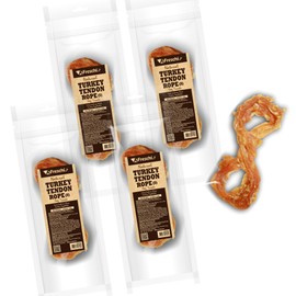 Afreschi Turkey Tendon for Dogs, Dog Treats for Signature Series, All Natural Human Grade Puppy Chew, Turkey Sourced from USA, Hypoallergenic, Rawhide Alternative, 4 Units/Pack Rope (Small)
