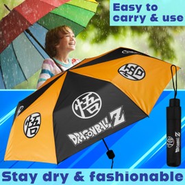 Get Trend Dragon Ball Z Umbrella Kids Teens Foldable Compact Umbrella Anime School Travel Manual Windproof Adults Travel Gifts (Multi Dragon Ball Z)
