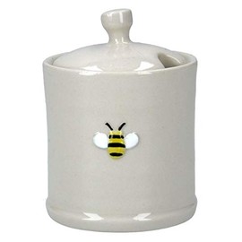 Gisela Graham Mini Ceramic Honey Pot – Beige – 7.5cm