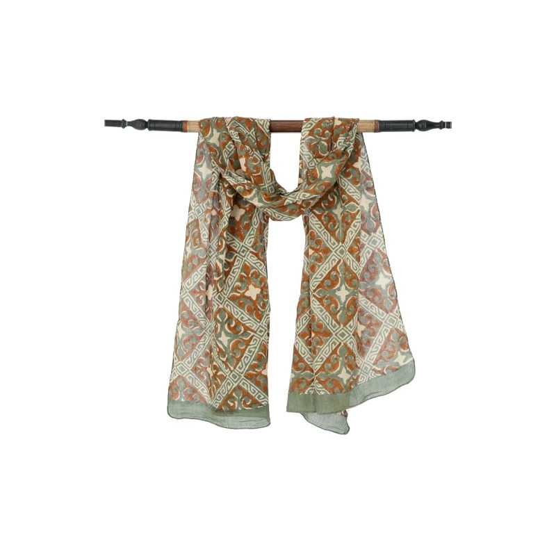 GURU SHOP Hand Printed Cotton Cloth, Indian Block Print Scarf