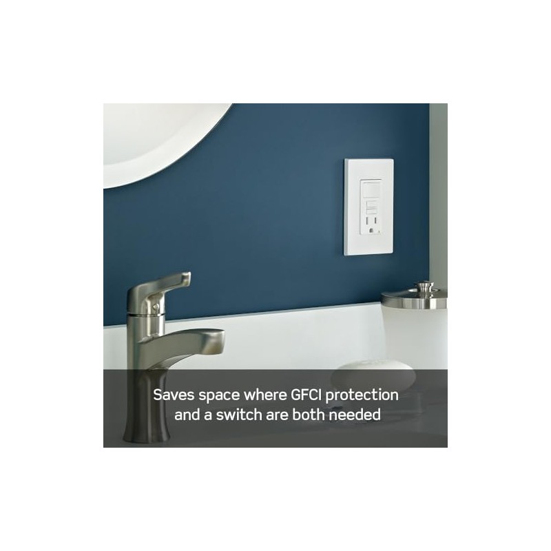Leviton GFCI Combination Outlet with Switch, 15 Amp, Self Test,