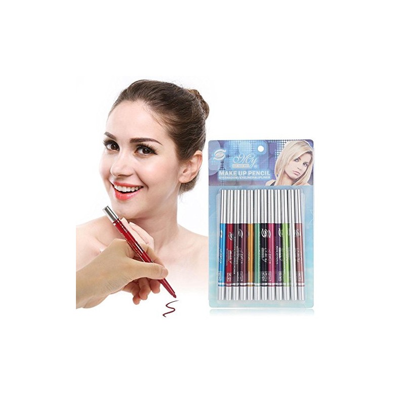 Set de Eyeliner Impermeable de 12 Colores de Larga Duración,