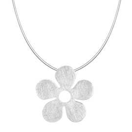 Vinani ABPG-S Flower Pendant Brushed with Snake Chain 925 Sterling Silver with Italian Flower Chain, Sterling Silver, No Gemstone