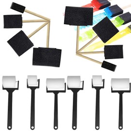 Canzoon Foam Brush Sponge 14 Pieces Sponge Brush Round Foam Dabbing Brush Foam Brush Set for Crafts for Adults and Children and Watercolour Paint (Black White)