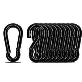 Spring Snap Hook Black Carabiner ，Sunxer Tool Small Black Carabiner Clip 1.97 inch 10 PCS Heavy Duty Carabiner Clip Qick Link for Keychain Dog Leash Locking Camping Fishing Hiking
