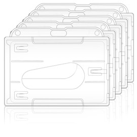 Pack of 5 Transparent Hard Plastic, ID Card Holder, Waterproof ID Card Holder for 2 Cards, ID Card Holder, Card Case for Business Exhibition Cards, Credit Cards (Horizontal)