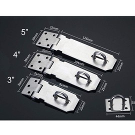 1 Pc Stainless Steel Padlock Hasp, 3" / 4" / 5" Black Heavy Duty Hasp and Staple Sets, Door Lock Bolt Security Hasp Lock Padlock Staple Shed Clasp Door Clasp